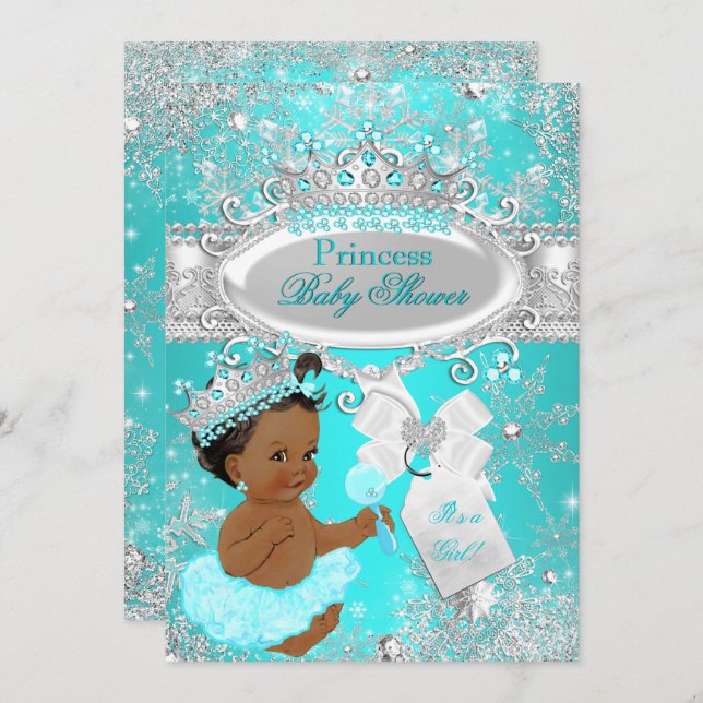 Ethnic Aqua Wonderland Princess Baby Dusche Einladung (Vorne/Hinten)