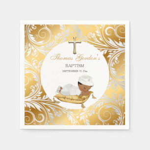 Ethnic Baby Boy Christening Taufe Gold Silver Serviette