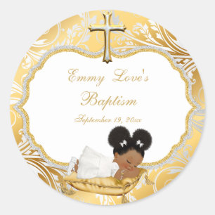 Ethnic Baby Girl Taufe Gold Cross Runder Aufkleber