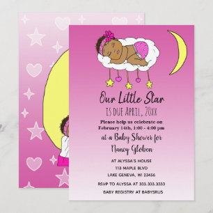 Ethnic Baby on Cloud and Moon Girl's Baby Shower Einladung