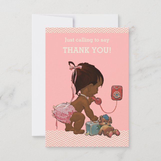 Ethnic Baby on Phone Baby Dusche Vielen Dank Dankeskarte (Vorderseite)