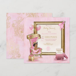 Ethnic Baby Princess Crown Gold Pink Royal Einladung