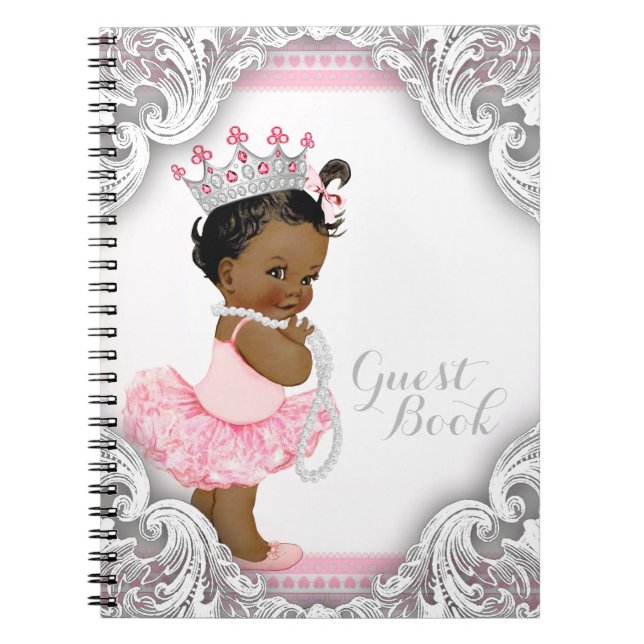 Ethnic Ballerina Princess Baby Shower Gästebuch Notizblock (Vorderseite)