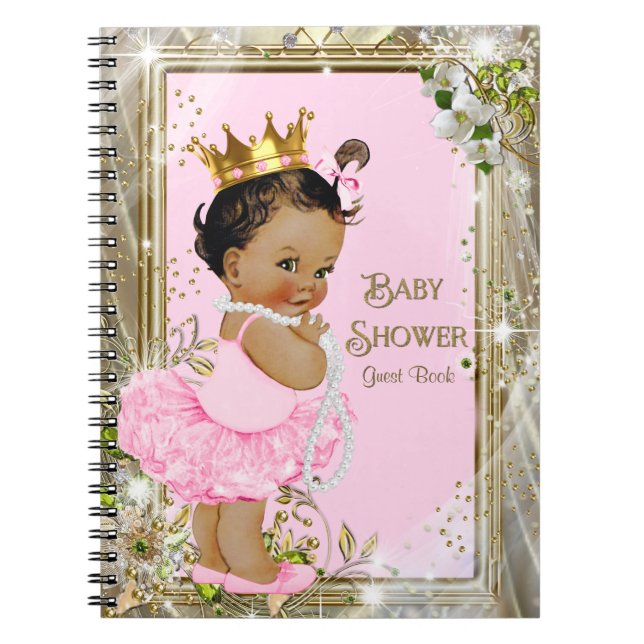 Ethnic Ballerina Princess Baby Shower Gästebuch Notizblock (Vorderseite)