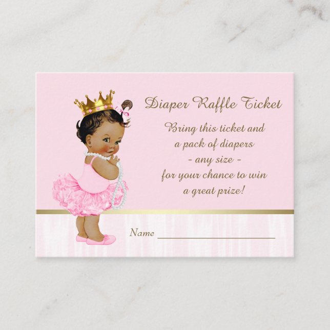 Ethnic Ballerina Princess Diaper Raffle Ticket Begleitkarte (Vorderseite)