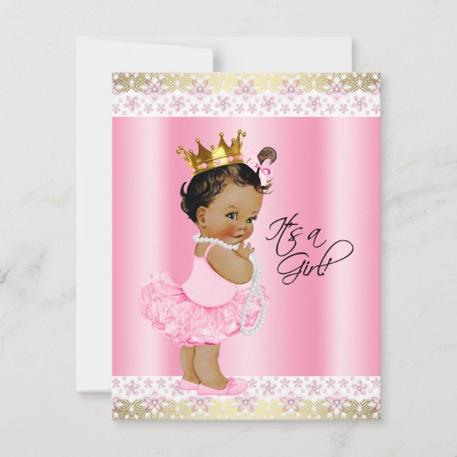 Ethnic Ballerina Tutu Pearl Baby Girl Dusche Einladung (Vorderseite)