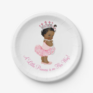 Ethnic Ballerina Tutu Pearls Princess Baby Dusche Pappteller