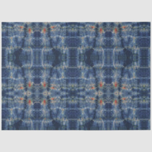 Ethnic Blue Gefärbte Krawatte Traditioneller Muste Seidenpapier