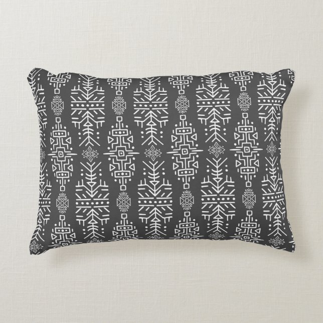 Ethnic Boho Chic: Nahtloses Stammesdesign Dekokissen (Vorderseite)