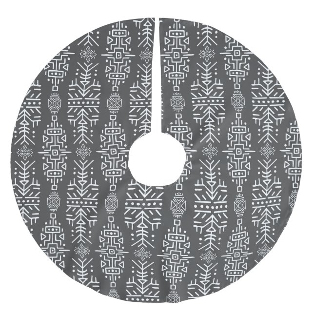 Ethnic Boho Chic: Nahtloses Stammesdesign Polyester Weihnachtsbaumdecke (Vorderseite)