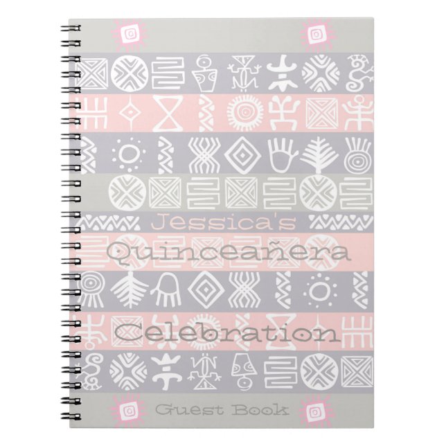 Ethnic Boho-chic Quinceañera Gästebuch Notizblock (Vorderseite)