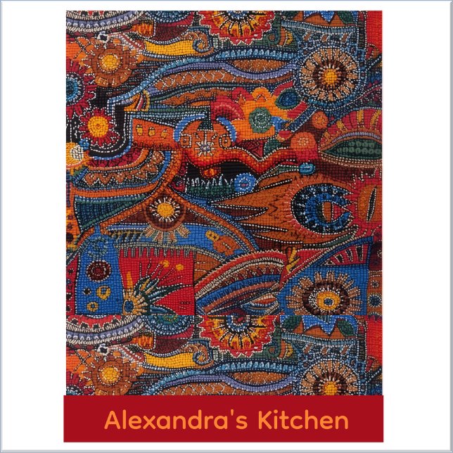 Ethnic Boho Colorful Pattern Red Blue & Gold Schürze (Von Creator hochgeladen)