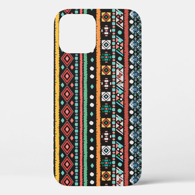 Ethnic Boho: Geometrische Pixel Print Case-Mate iPhone Hülle (Rückseite)
