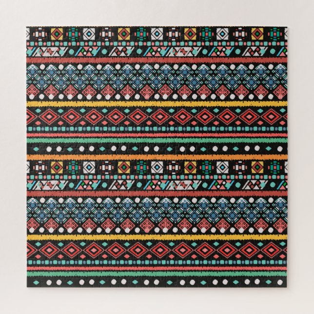 Ethnic Boho: Geometrische Pixel Print Puzzle (Vertikal)