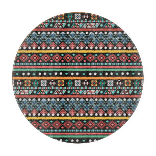 Ethnic Boho: Geometrische Pixel Print Schneidebrett