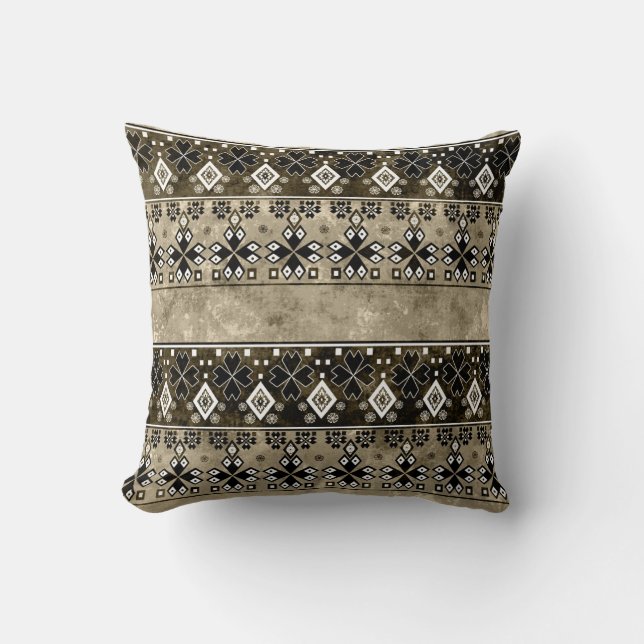 Ethnic Boho Grunge: farbenfrohe Muster Kissen (Vorderseite)