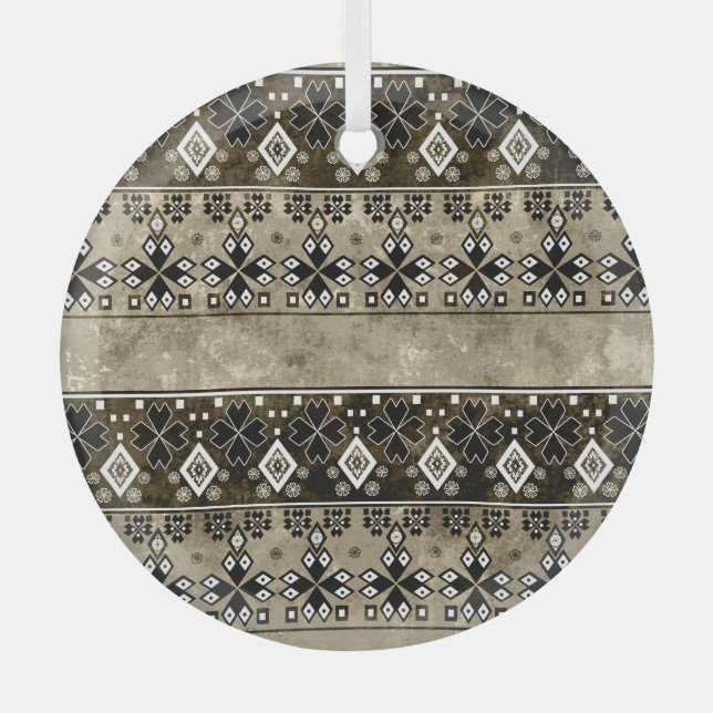 Ethnic Boho Grunge: farbenfrohe Muster Ornament Aus Glas (Vorderseite)