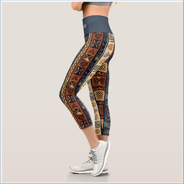 Ethnic Boho Mud Cloth Capri Leggings (Von Creator hochgeladen)