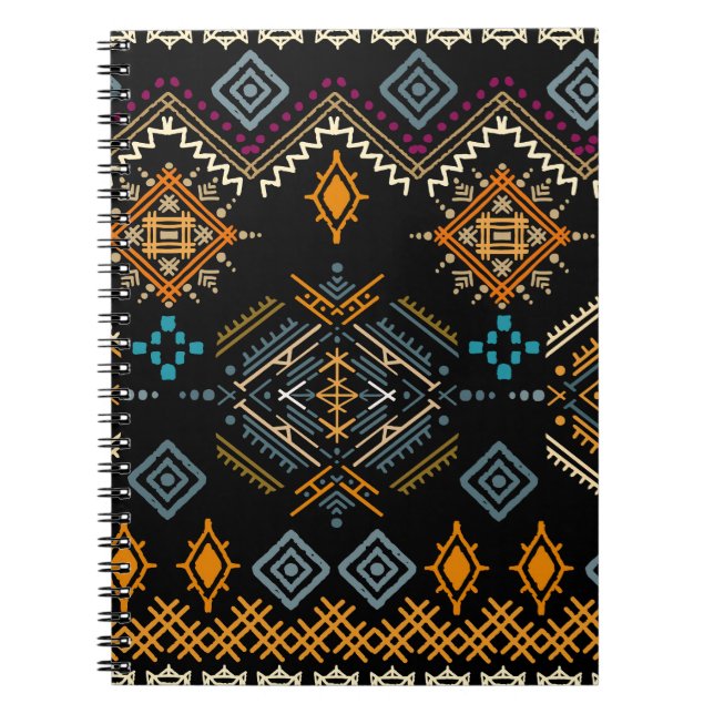 Ethnic Boho Ornament Nahtloses Muster Notizblock (Vorderseite)