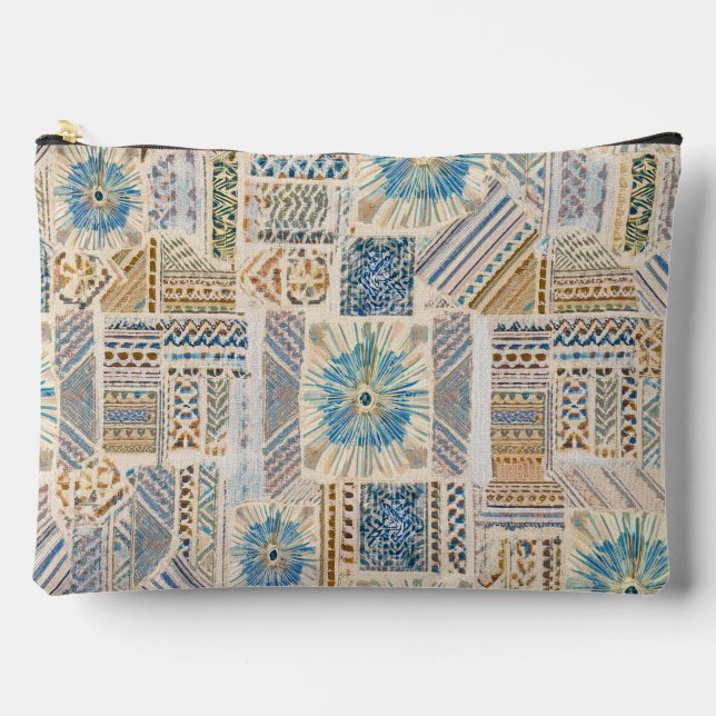Ethnic Boho Patchwork Zippered Pouch Zubehörtasche (Vorderseite)