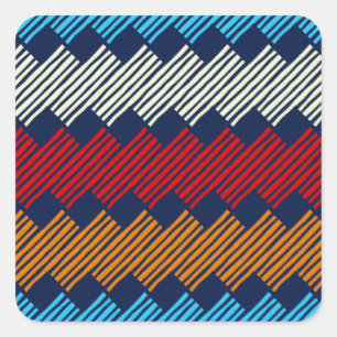 Ethnic Boho Pattern Lace Stickerei auf Stoff Quadratischer Aufkleber