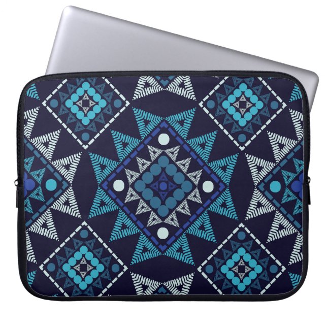 Ethnic Boho Stickerei Seamless Muster Laptopschutzhülle (Vorderseite)