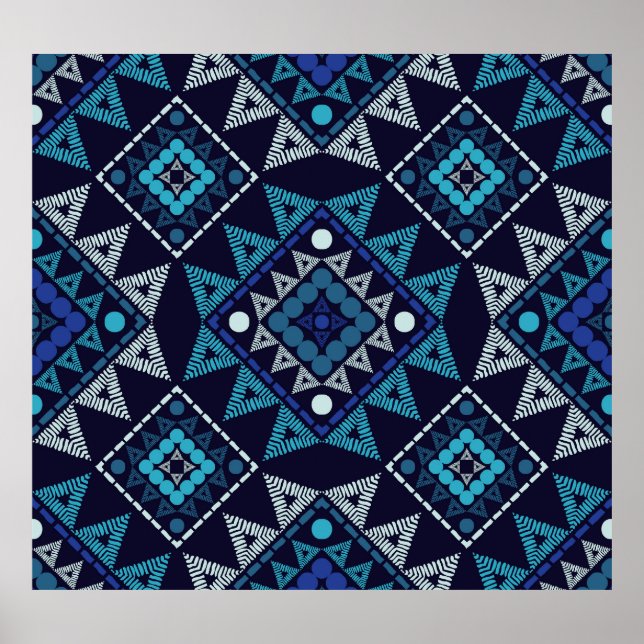Ethnic Boho Stickerei Seamless Muster Poster (Vorne)