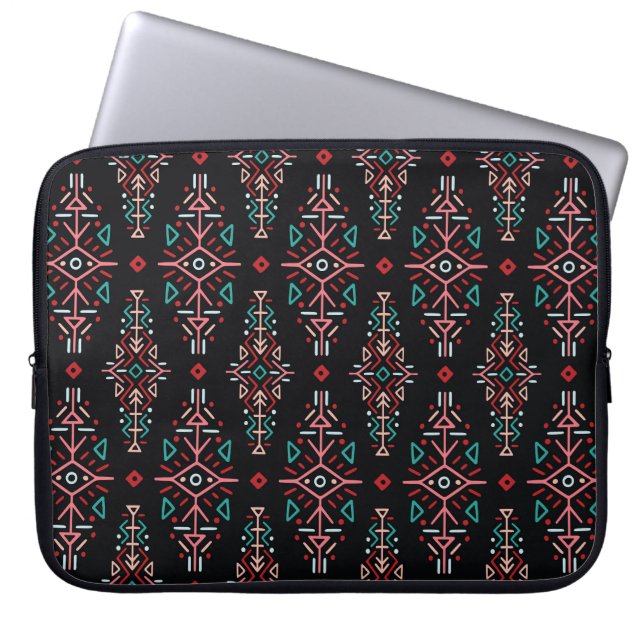 Ethnic Boho Tiles: Vintages nahtloses Muster Laptopschutzhülle (Vorderseite)