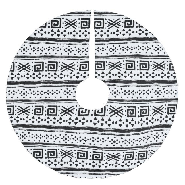 Ethnic Boho Tribal Art Print Polyester Weihnachtsbaumdecke (Vorderseite)