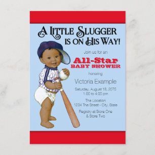 Ethnic Boy Baseball Baby Shower Einladungen