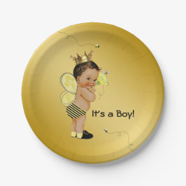 Ethnic Boy Bee Baby Dusche Pappteller