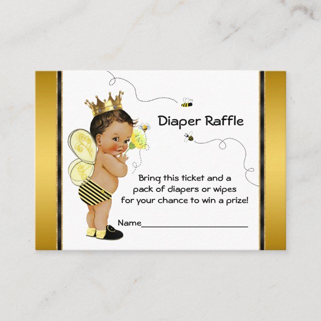 Ethnic Boy Bee Diaper Raffle Ticket Begleitkarte (Vorderseite)