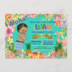Ethnic Boy Hawaiian Luau Einladung