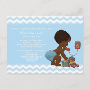 Ethnic Boy on Phone Blue Zickzack Baby Book Reques Postkarte