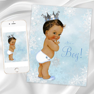 Ethnic Boy Prince Winter Wonderland Baby Dusche Einladung