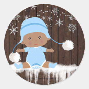 Ethnic Boy Snowflake Baby Shower Stickers