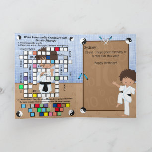 Ethnic Boys Karate Secret Message Happy Geburtstag Karte