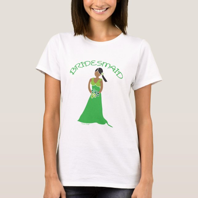 Ethnic Bridesmaid im Shirt der Grünen Hochzeitspar (Vorderseite)
