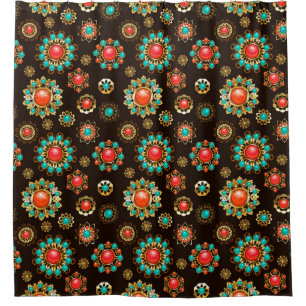 Ethnic Brooches Nahtloses Muster Duschvorhang