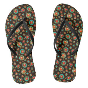 Ethnic Brooches Nahtloses Muster Flip Flops