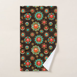 Ethnic Brooches Nahtloses Muster Handtuch