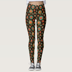 Ethnic Brooches Nahtloses Muster Leggings
