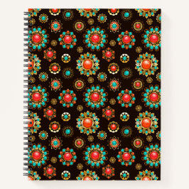Ethnic Brooches Nahtloses Muster Notizbuch
