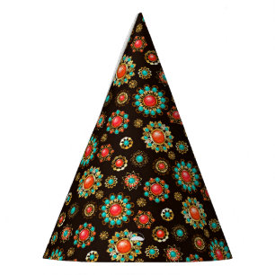 Ethnic Brooches Nahtloses Muster Partyhütchen
