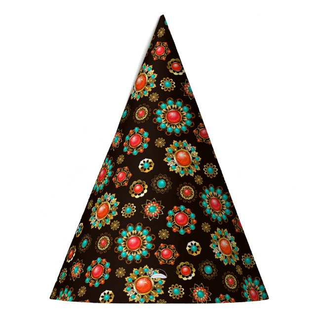 Ethnic Brooches Nahtloses Muster Partyhütchen (Links)