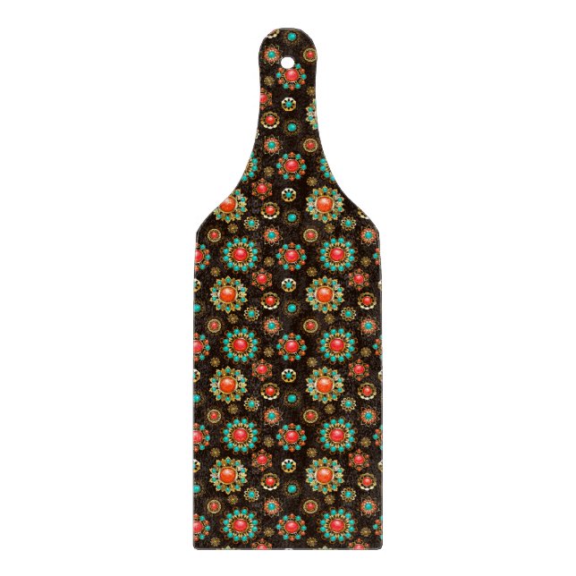 Ethnic Brooches Nahtloses Muster Schneidebrett (Vorderseite)