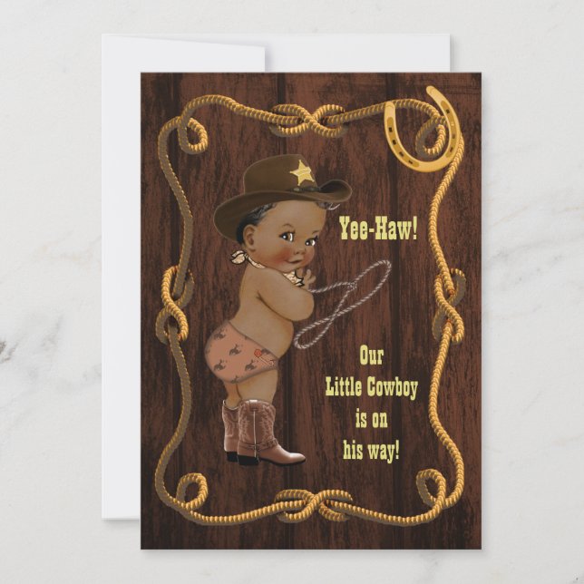 Ethnic Cowboy Rustic Baby Dusche Einladung (Vorderseite)