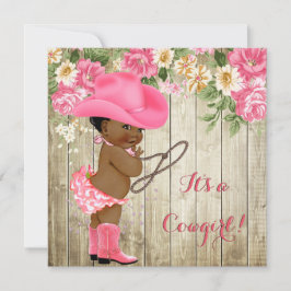 Ethnic Cowgirl Babydusche Pink Boots Floral Einladung