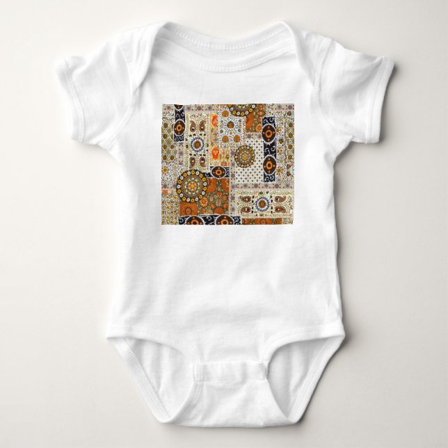 Ethnic Digital Abstrakt: Nahtloses Muster Baby Strampler (Vorderseite)