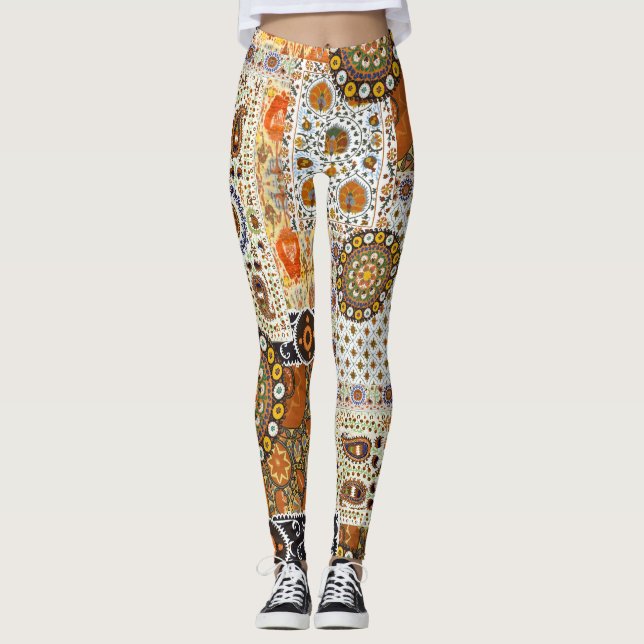 Ethnic Digital Abstrakt: Nahtloses Muster Leggings (Vorderseite)